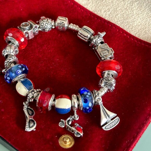 Authentic Pandora Charm Bracelet | Murano Glass & Sterling Charms - Picture 11 of 12